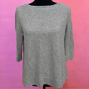 COS Soft Light Grey Long Sleeve Flowy Boatneck Top - Size Medium